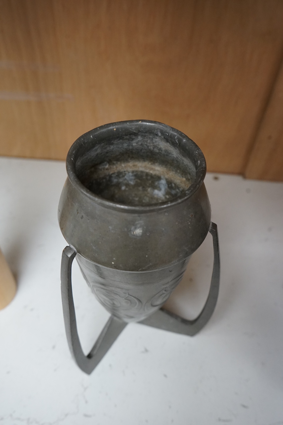 Archibald Knox, a Liberty & Co. Tudric pewter vase, numbered 0226 to the base, 19cm high